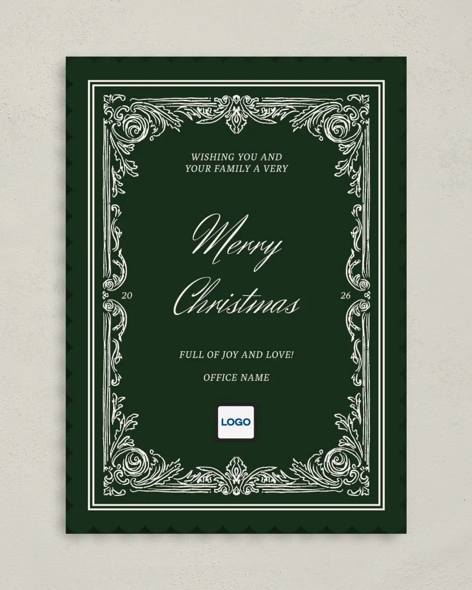 This is a 5" x 7" Christmas Card called Very Merry printed in full color on Premium Smooth paper on Premium Smooth paper on Premium Smooth paper