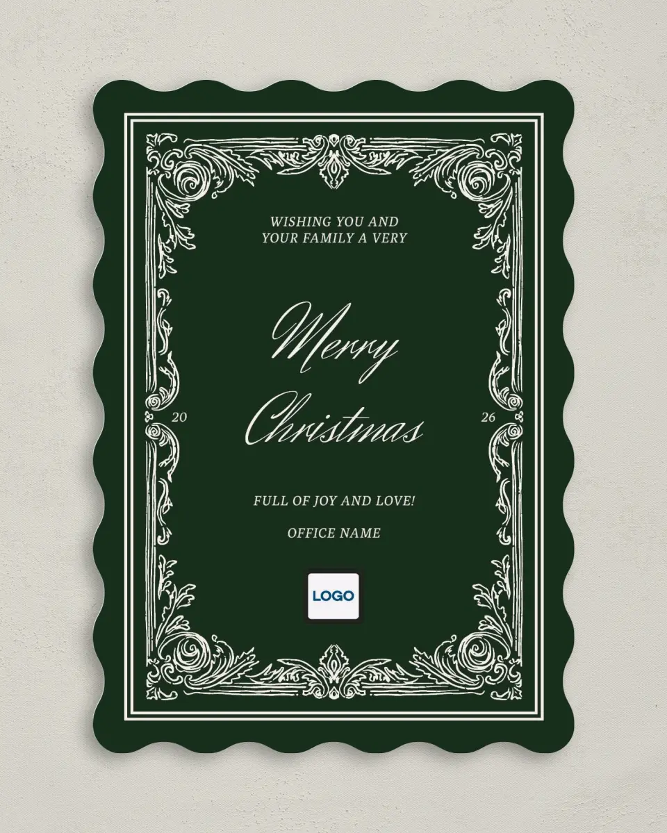 This is a 5" x 7" Christmas Card called Very Merry printed in full color on Premium Smooth paper