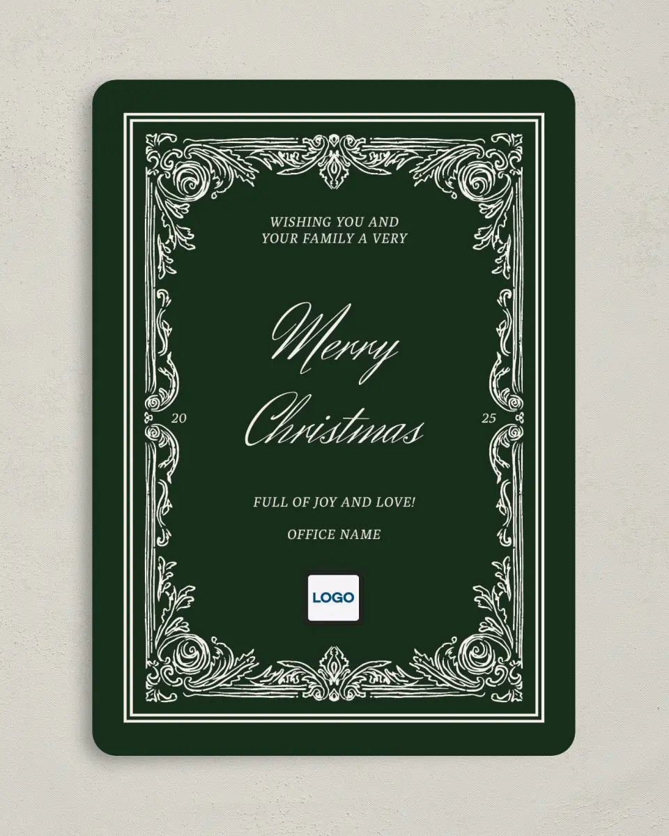 This is a 5" x 7" Christmas Card called Very Merry printed in full color on Premium Smooth paper