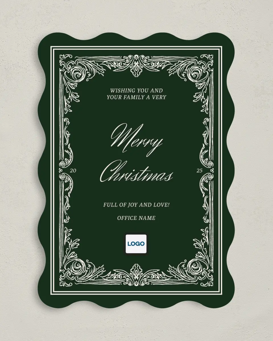 This is a 5" x 7" Christmas Card called Very Merry printed in full color on Premium Smooth paper