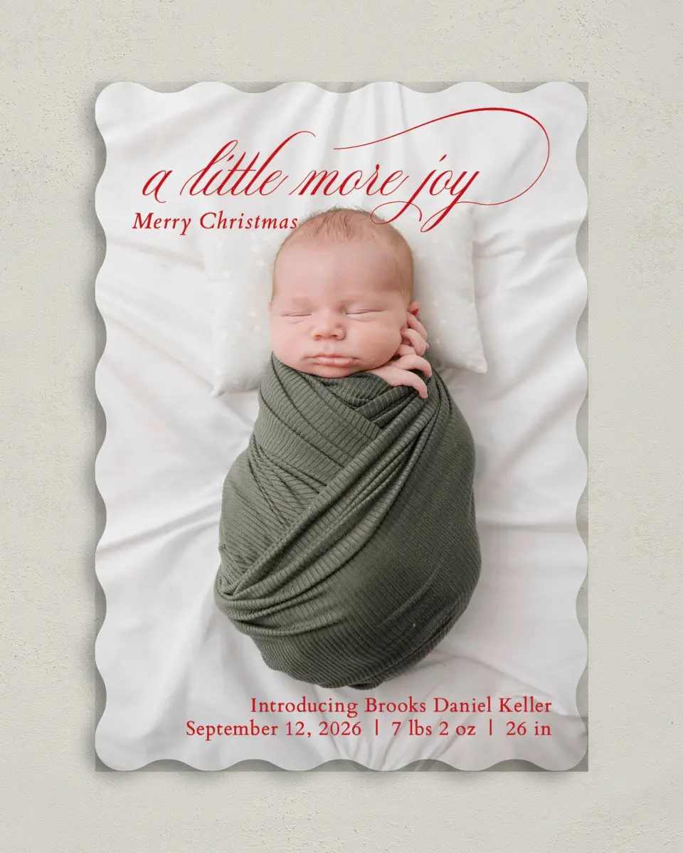 This is a 5" x 7" Christmas Card called Little More Joy printed in full color on Premium Smooth paper