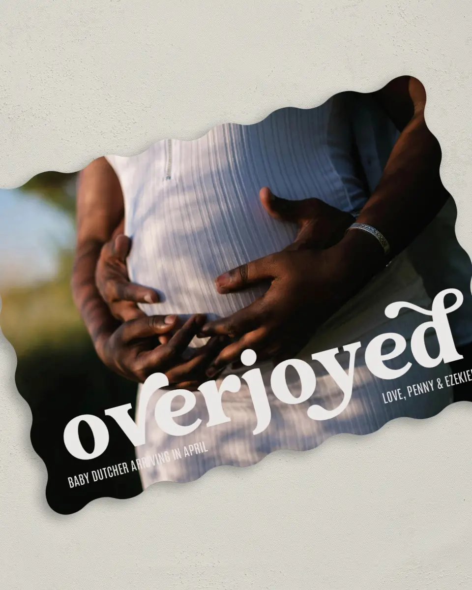 This is a 5" x 7" Christmas Card called Overjoyed printed in full color on Premium Smooth paper