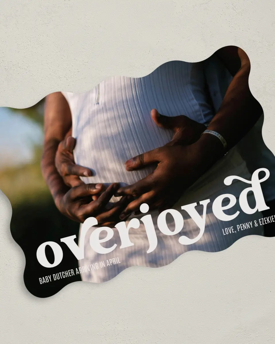 This is a 5" x 7" Christmas Card called Overjoyed printed in full color on Premium Smooth paper