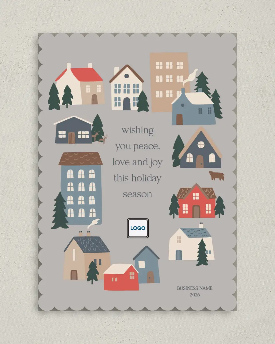 This is a 5" x 7" Christmas Card called Glorious Homes printed in full color on Premium Smooth paper on Premium Smooth paper on Premium Smooth paper