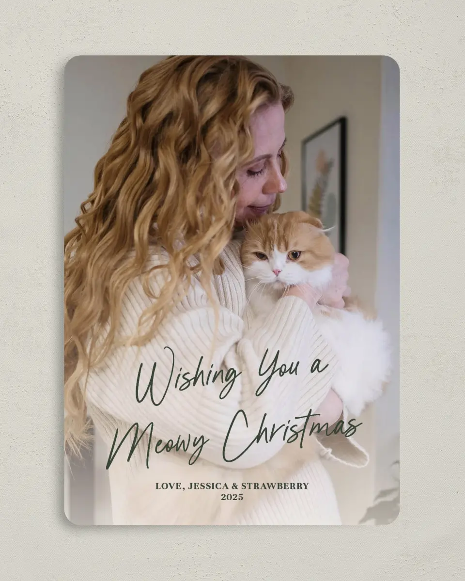 This is a 5" x 7" Christmas Card called Meowy and Bright printed in full color on Premium Smooth paper