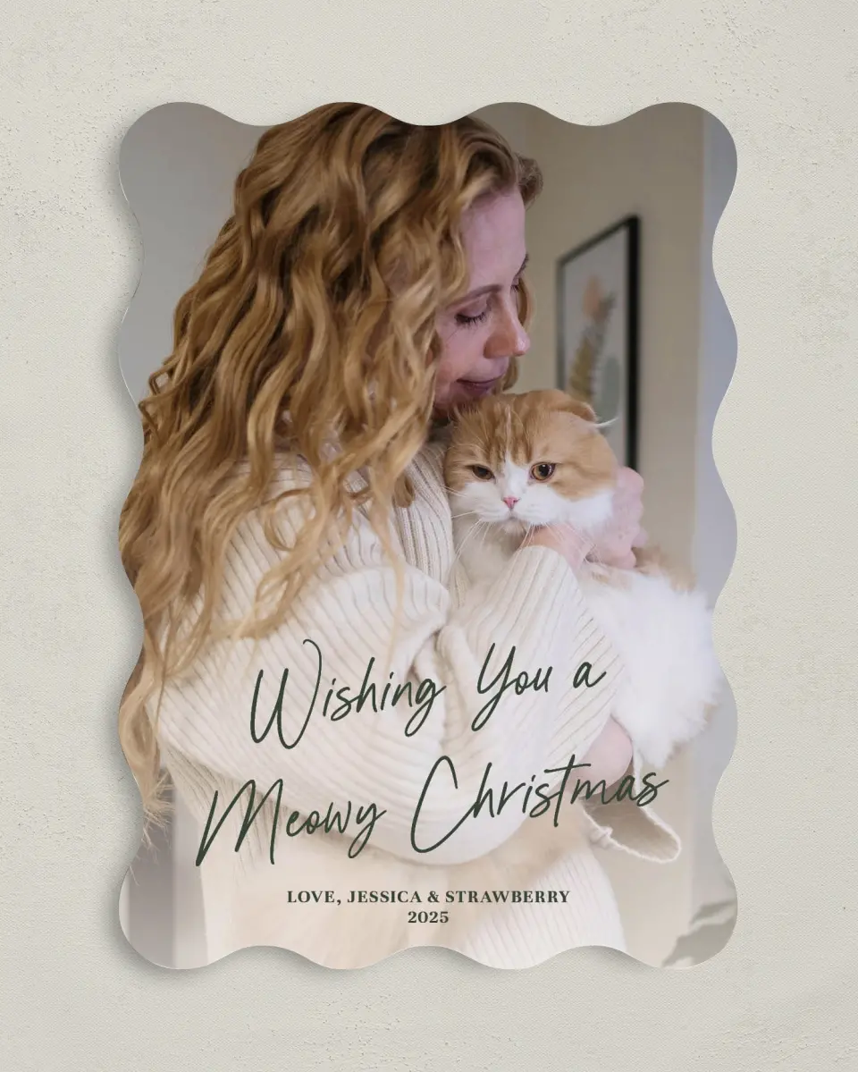 This is a 5" x 7" Christmas Card called Meowy and Bright printed in full color on Premium Smooth paper