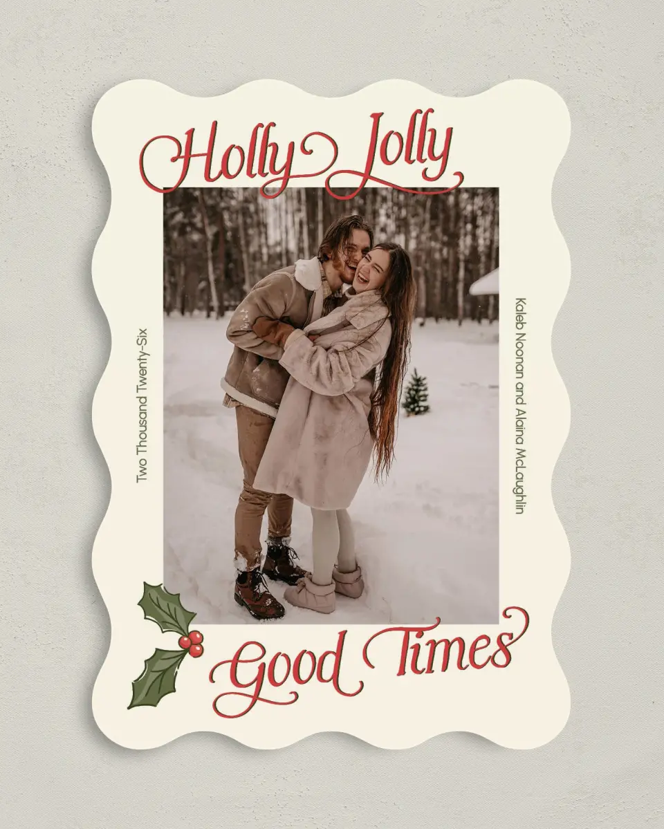 This is a 5" x 7" Christmas Card called Jolly Good Times printed in full color on Premium Smooth paper