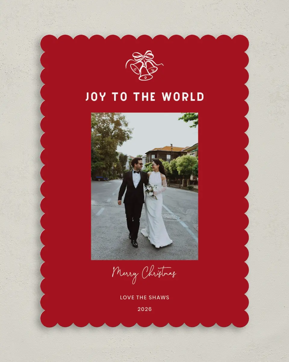 This is a 5" x 7" Christmas Card called Merry Bells printed in full color on Premium Smooth paper on Premium Smooth paper on Premium Smooth paper