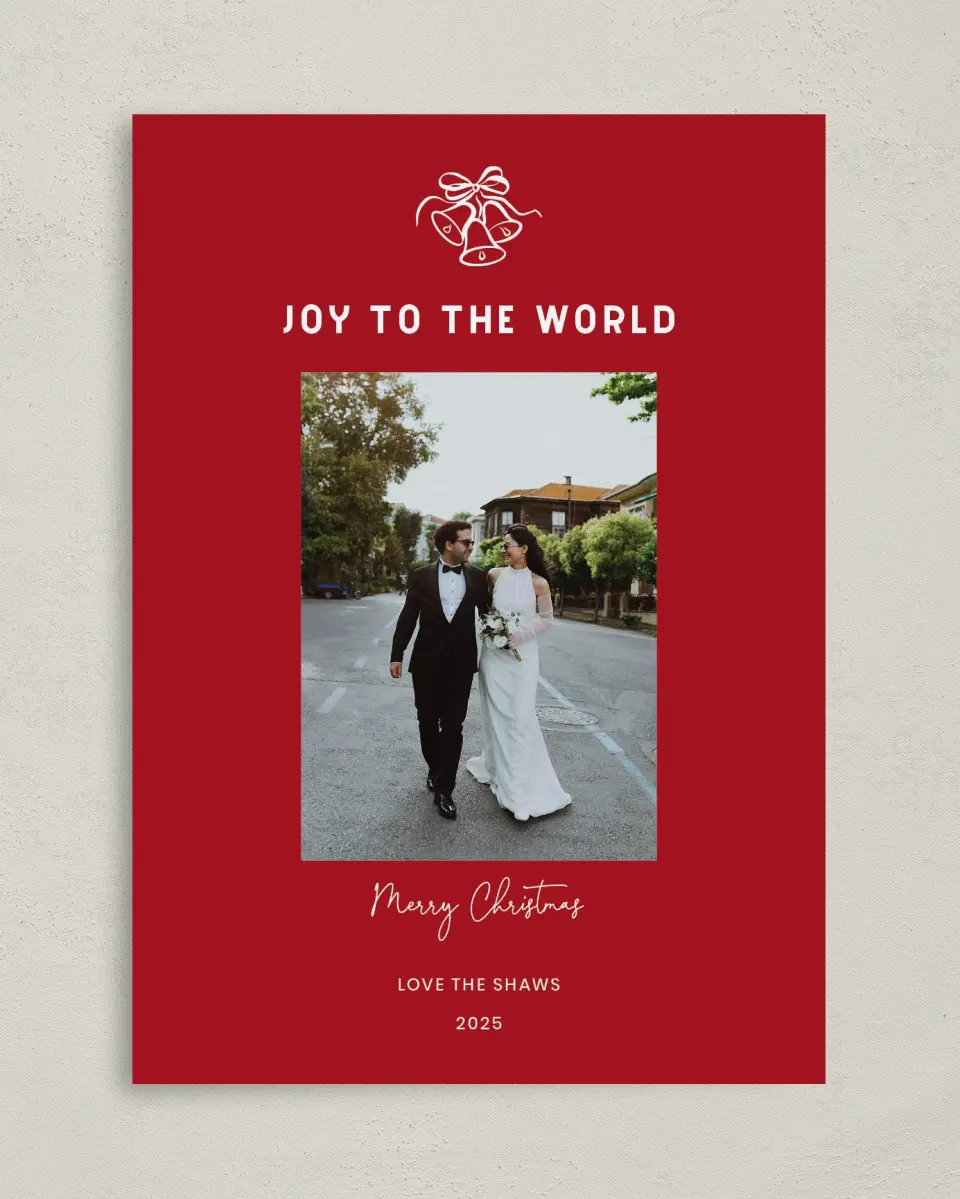 This is a 5" x 7" Christmas Card called Merry Bells printed in full color on Premium Smooth paper
