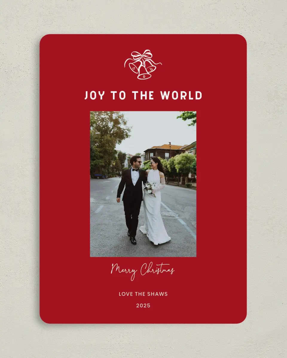 This is a 5" x 7" Christmas Card called Merry Bells printed in full color on Premium Smooth paper
