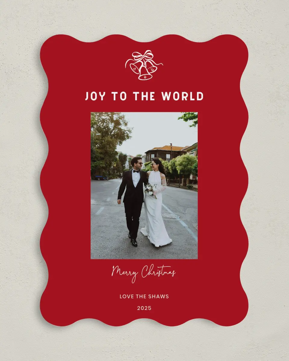 This is a 5" x 7" Christmas Card called Merry Bells printed in full color on Premium Smooth paper