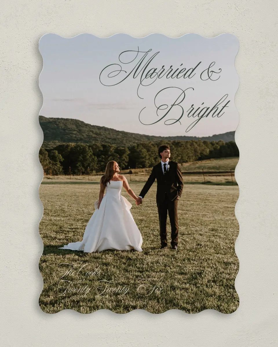 This is a 5" x 7" Christmas Card called Married Joy printed in full color on Premium Smooth paper