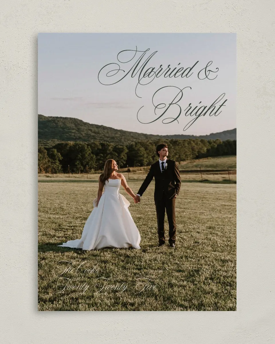 This is a 5" x 7" Christmas Card called Married Joy printed in full color on Premium Smooth paper