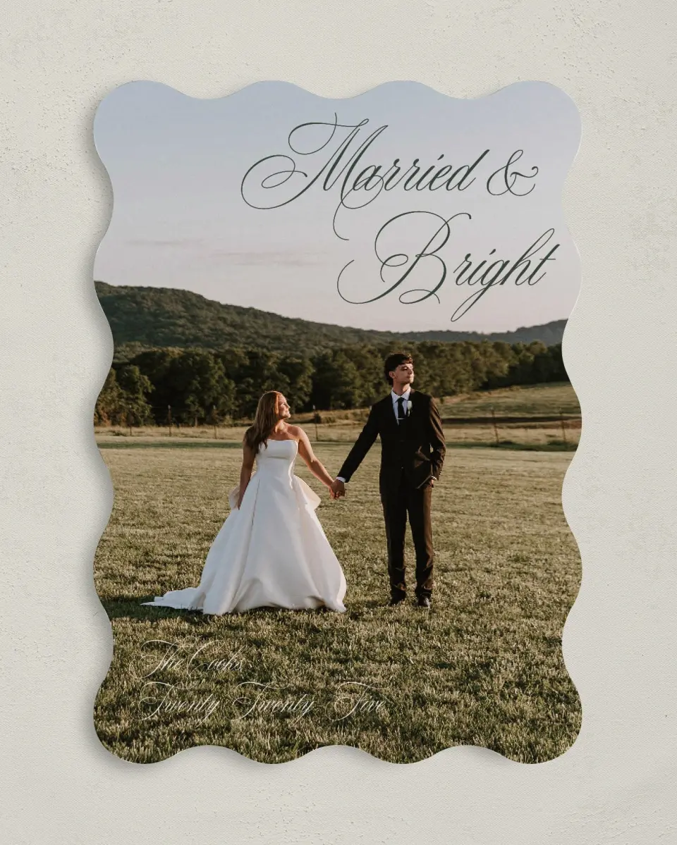 This is a 5" x 7" Christmas Card called Married Joy printed in full color on Premium Smooth paper