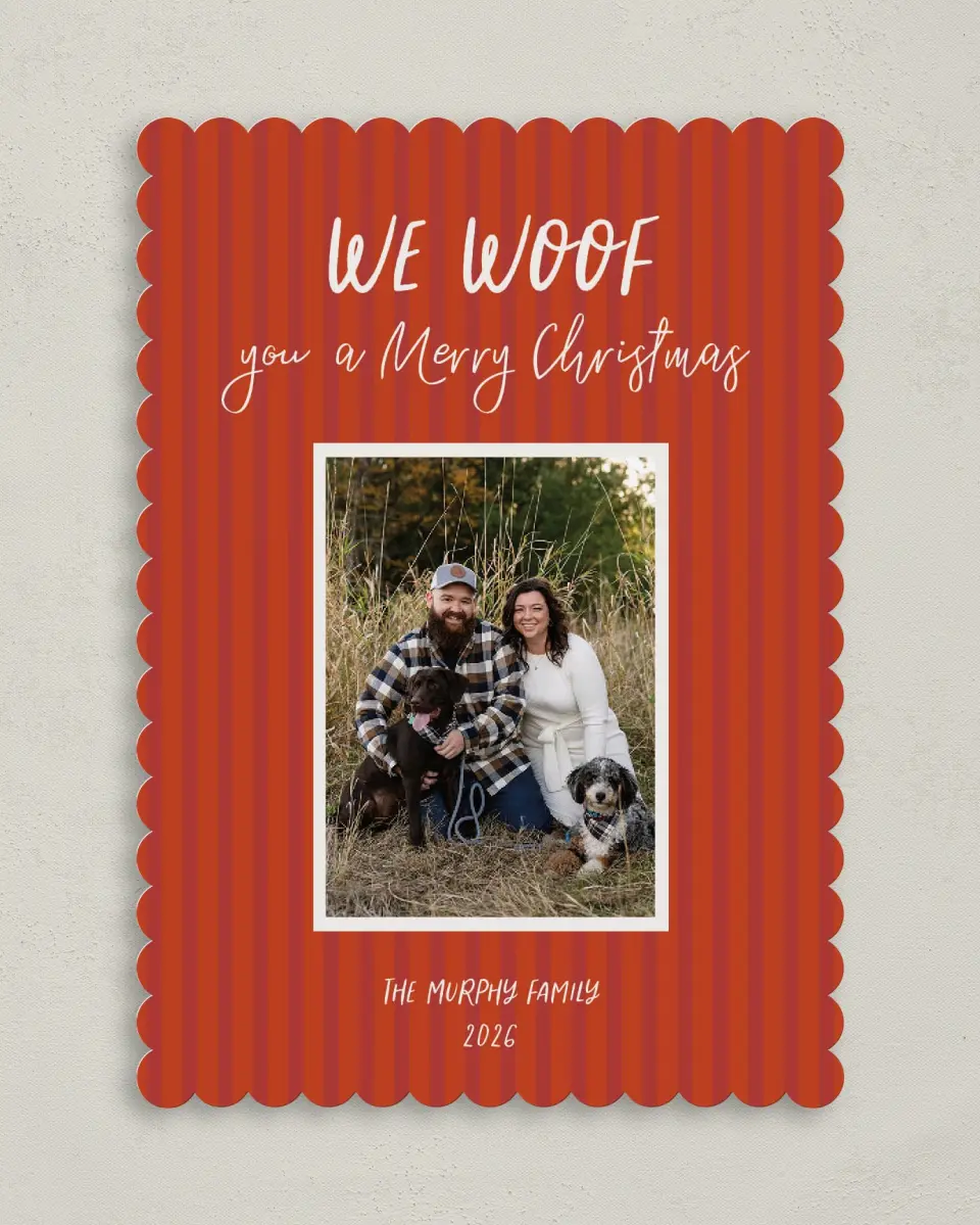 This is a 5" x 7" Christmas Card called Pet Cheer printed in full color on Premium Smooth paper on Premium Smooth paper on Premium Smooth paper