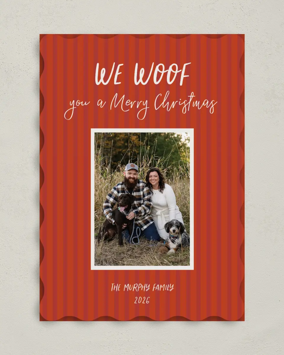 This is a 5" x 7" Christmas Card called Pet Cheer printed in full color on Premium Smooth paper