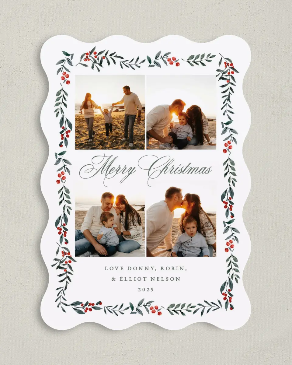 This is a 5" x 7" Christmas Card called Framed Family printed in full color on Premium Smooth paper