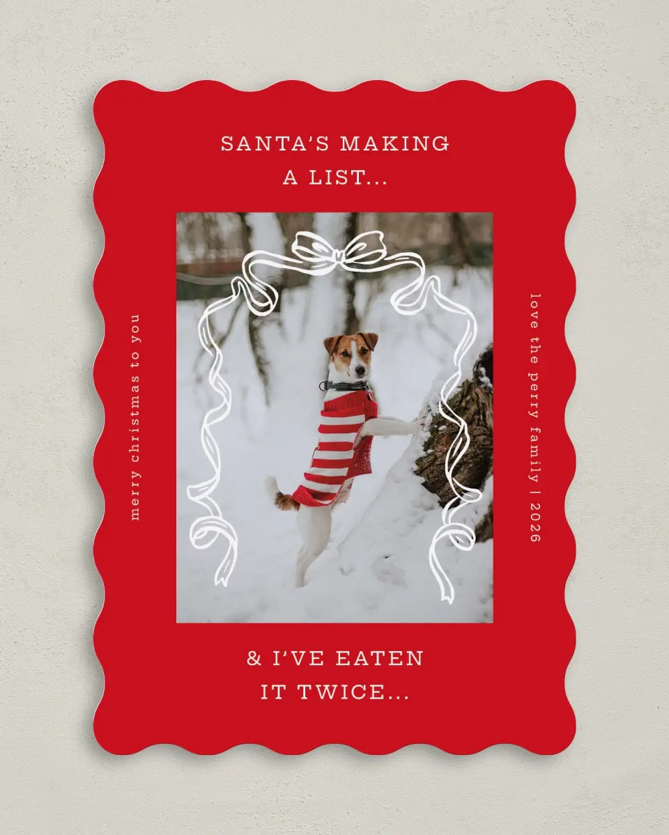 This is a 5" x 7" Christmas Card called Santa's List printed in full color on Premium Smooth paper