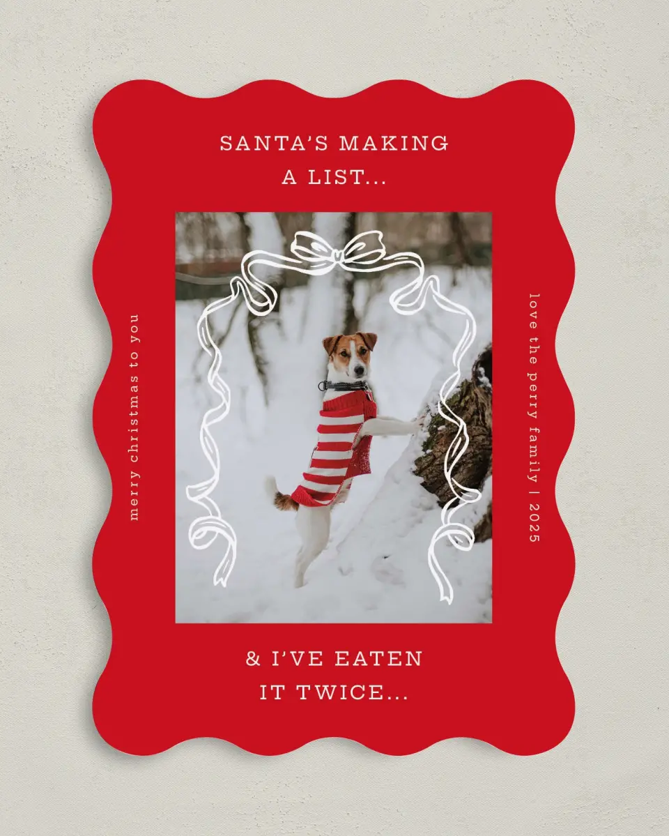 This is a 5" x 7" Christmas Card called Santa's List printed in full color on Premium Smooth paper