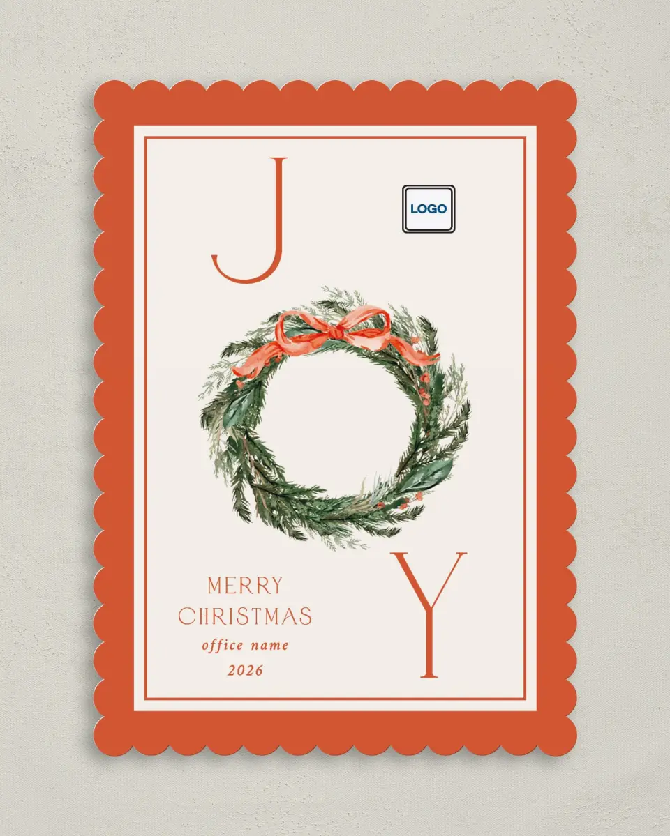 This is a 5" x 7" Christmas Card called Merry Wreath printed in full color on Premium Smooth paper on Premium Smooth paper on Premium Smooth paper