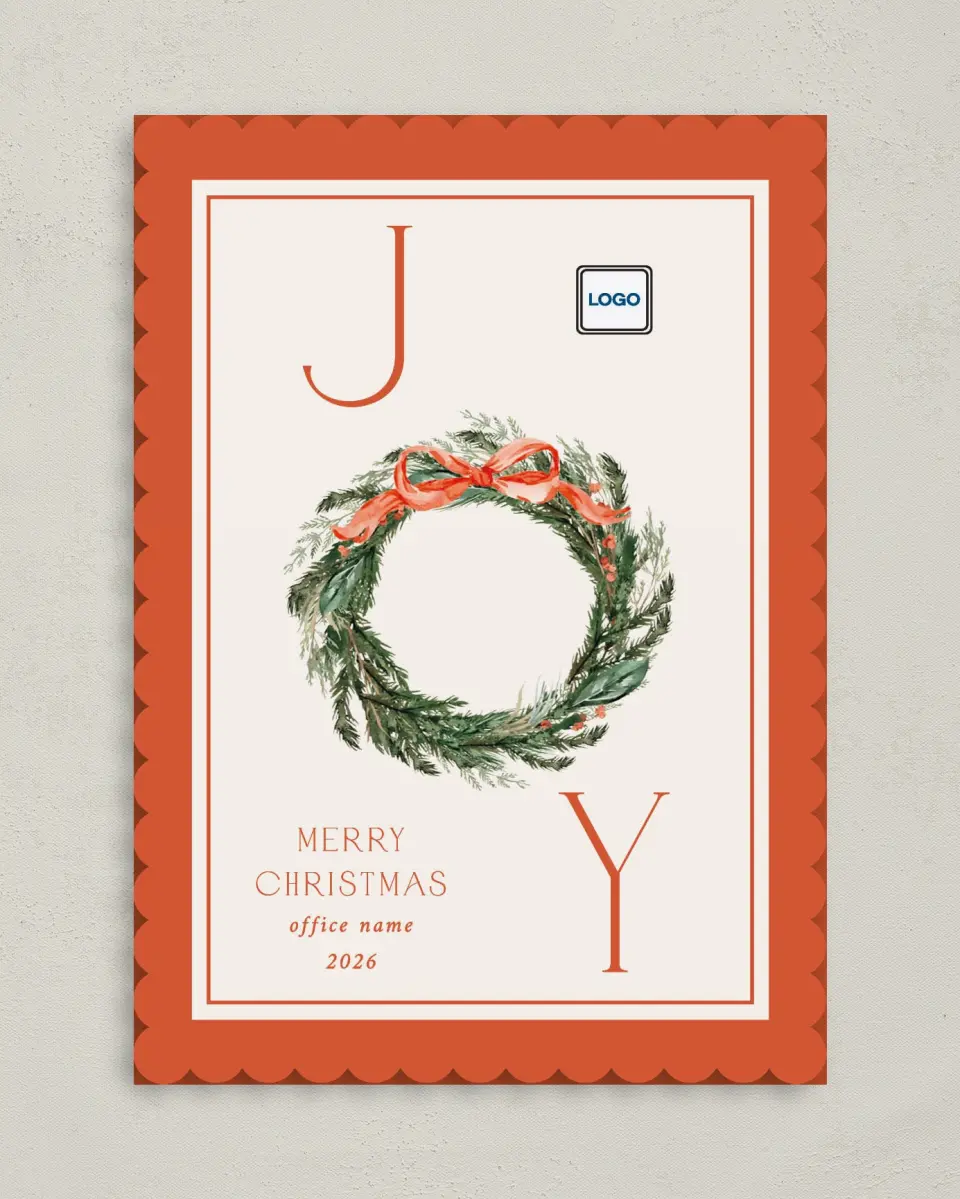 This is a 5" x 7" Christmas Card called Merry Wreath printed in full color on Premium Smooth paper on Premium Smooth paper on Premium Smooth paper