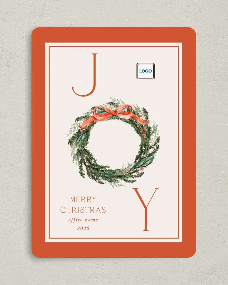 This is a 5" x 7" Christmas Card called Merry Wreath printed in full color on Premium Smooth paper