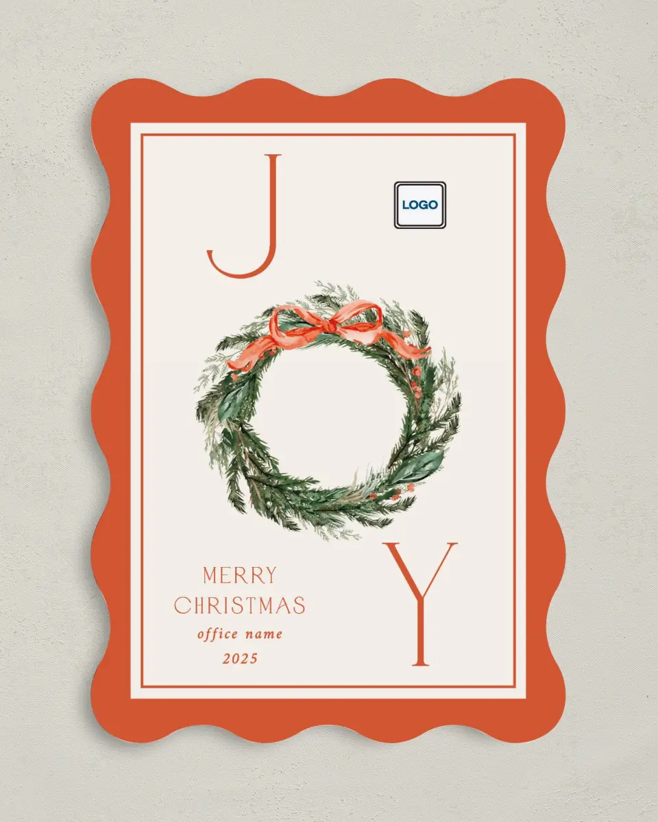 This is a 5" x 7" Christmas Card called Merry Wreath printed in full color on Premium Smooth paper