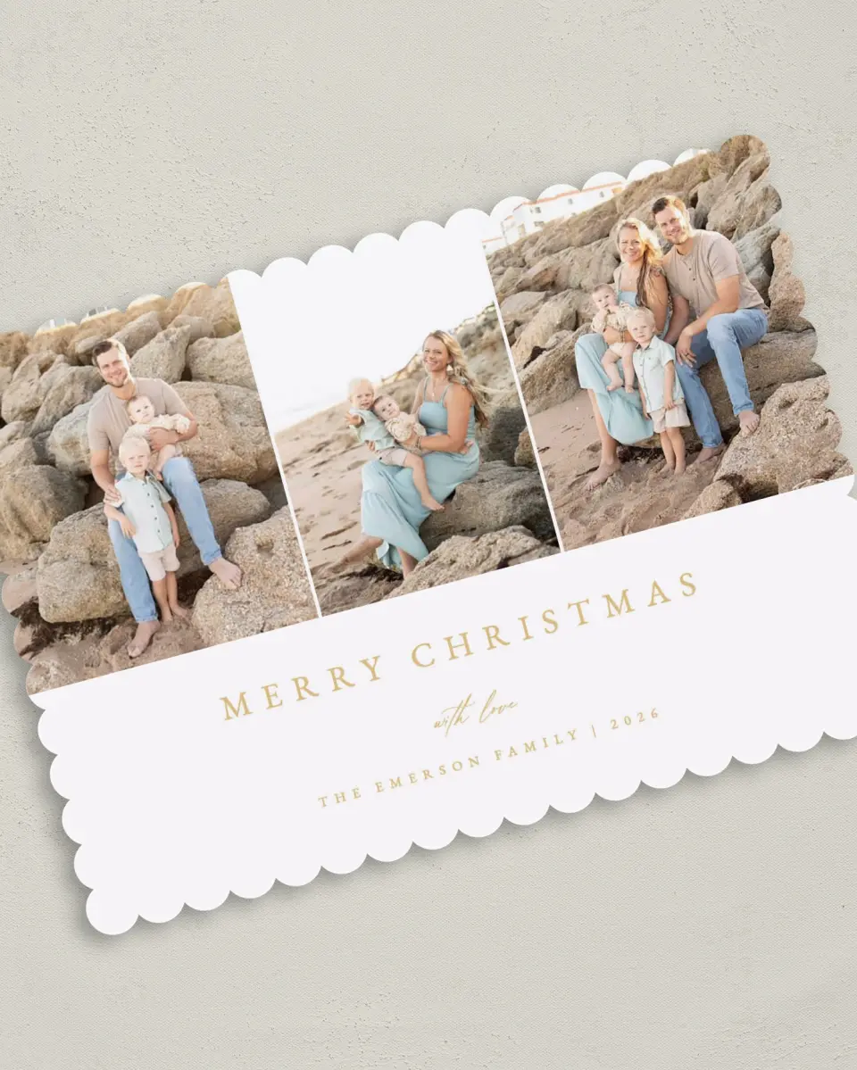 This is a 5" x 7" Christmas Card called Golden Cheer printed in full color on Premium Smooth paper on Premium Smooth paper on Premium Smooth paper