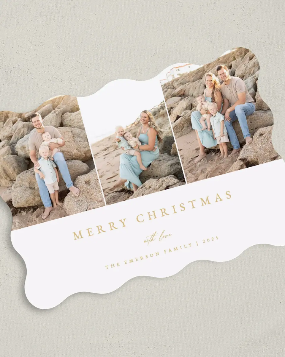 This is a 5" x 7" Christmas Card called Golden Cheer printed in full color on Premium Smooth paper