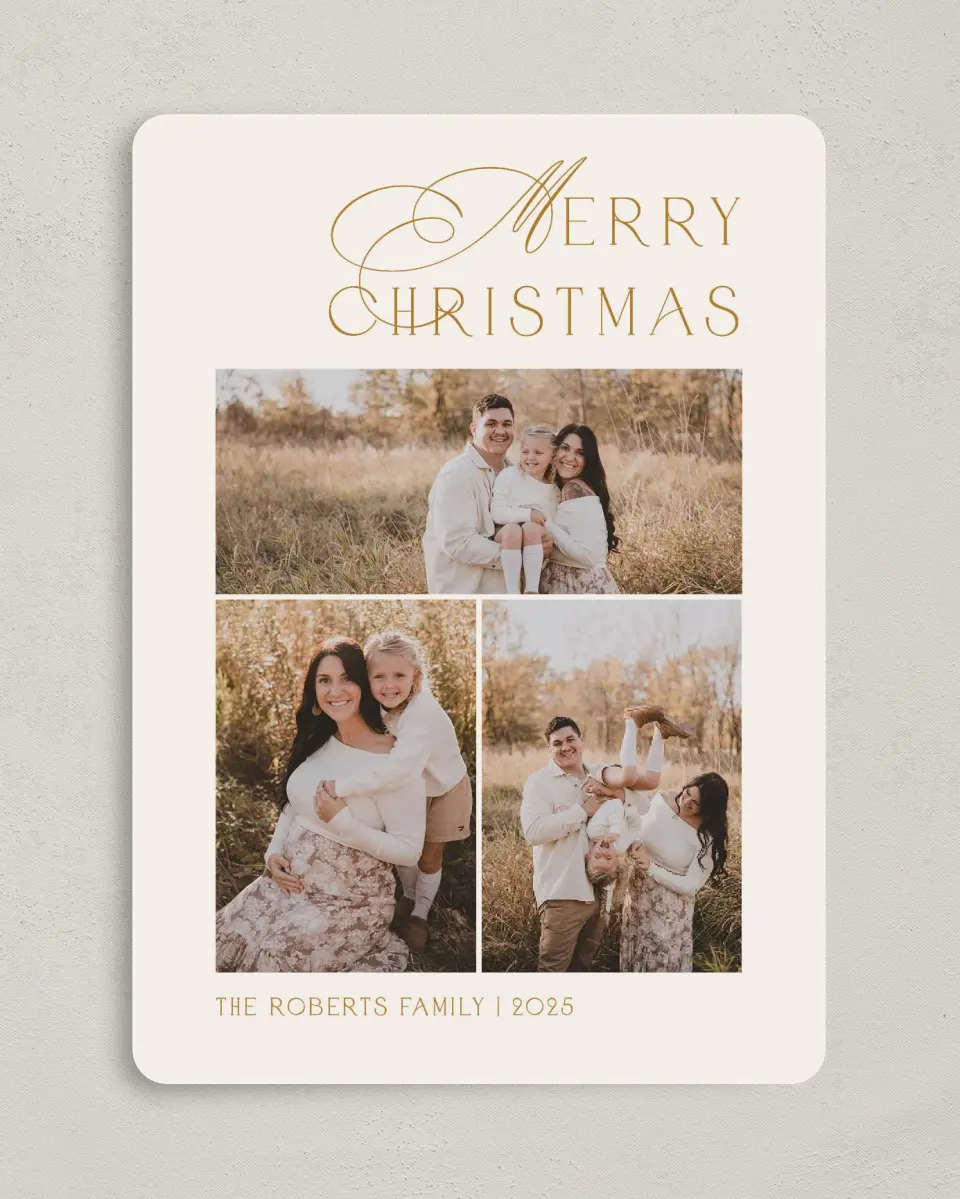 This is a 5" x 7" Christmas Card called Festive Field printed in full color on Premium Smooth paper