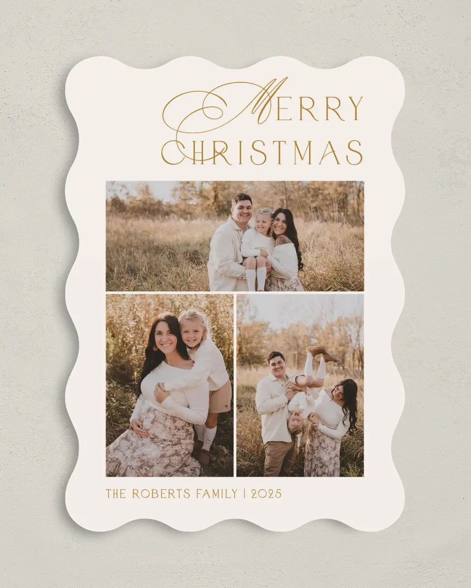 This is a 5" x 7" Christmas Card called Festive Field printed in full color on Premium Smooth paper