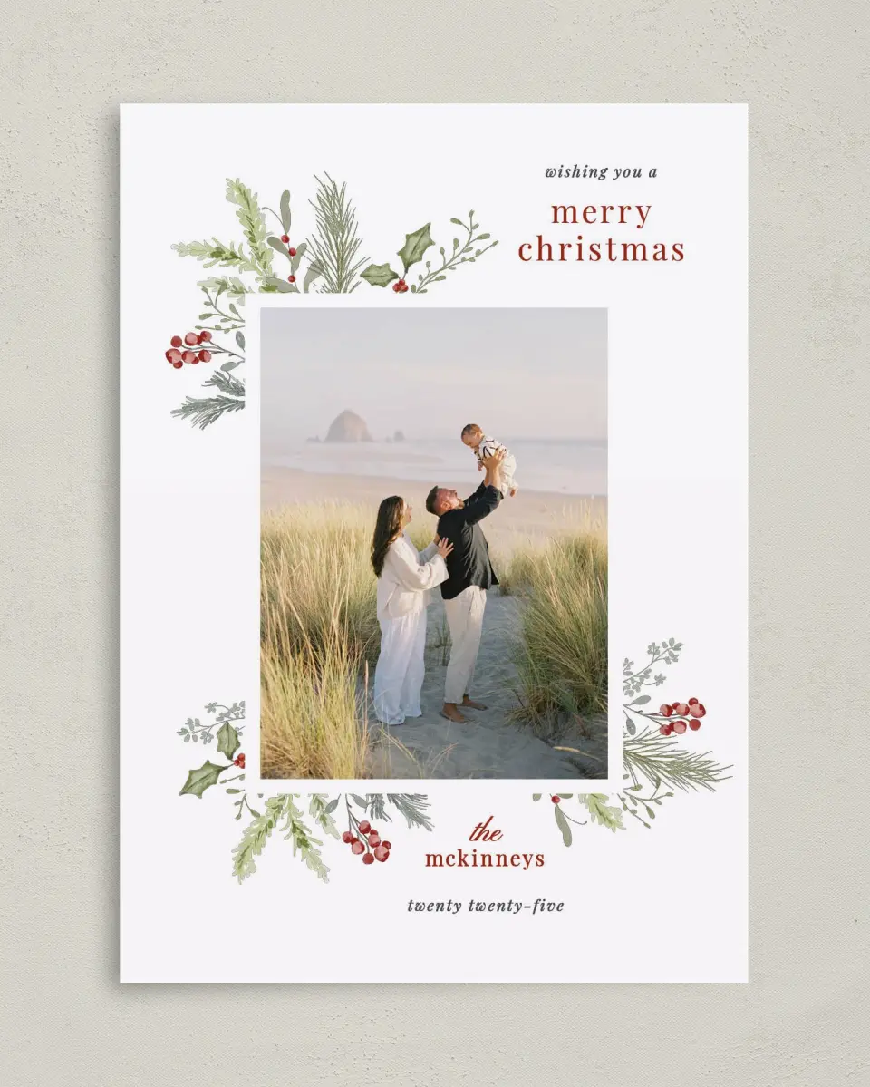 This is a 5" x 7" Christmas Card called Simply Joyful printed in full color on Premium Smooth paper