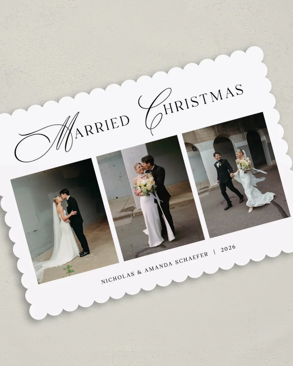 This is a 5" x 7" Christmas Card called Elegant Wishes printed in full color with Gold foil on Premium Smooth paper on Premium Smooth paper on Premium Smooth paper