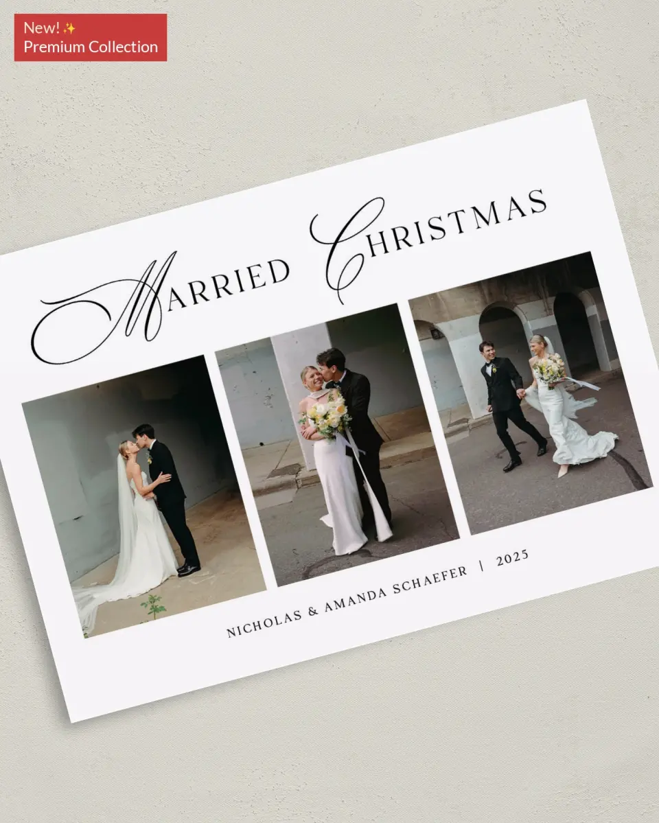 This is a 5" x 7" Christmas Card called Elegant Wishes printed in full color with Gold foil on Premium Smooth paper