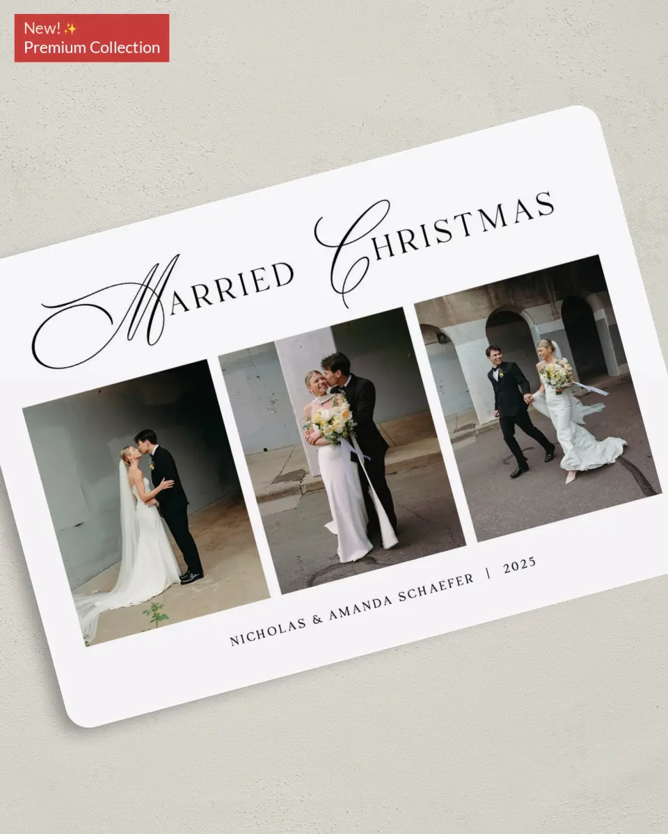 This is a 5" x 7" Christmas Card called Elegant Wishes printed in full color with Gold foil on Premium Smooth paper