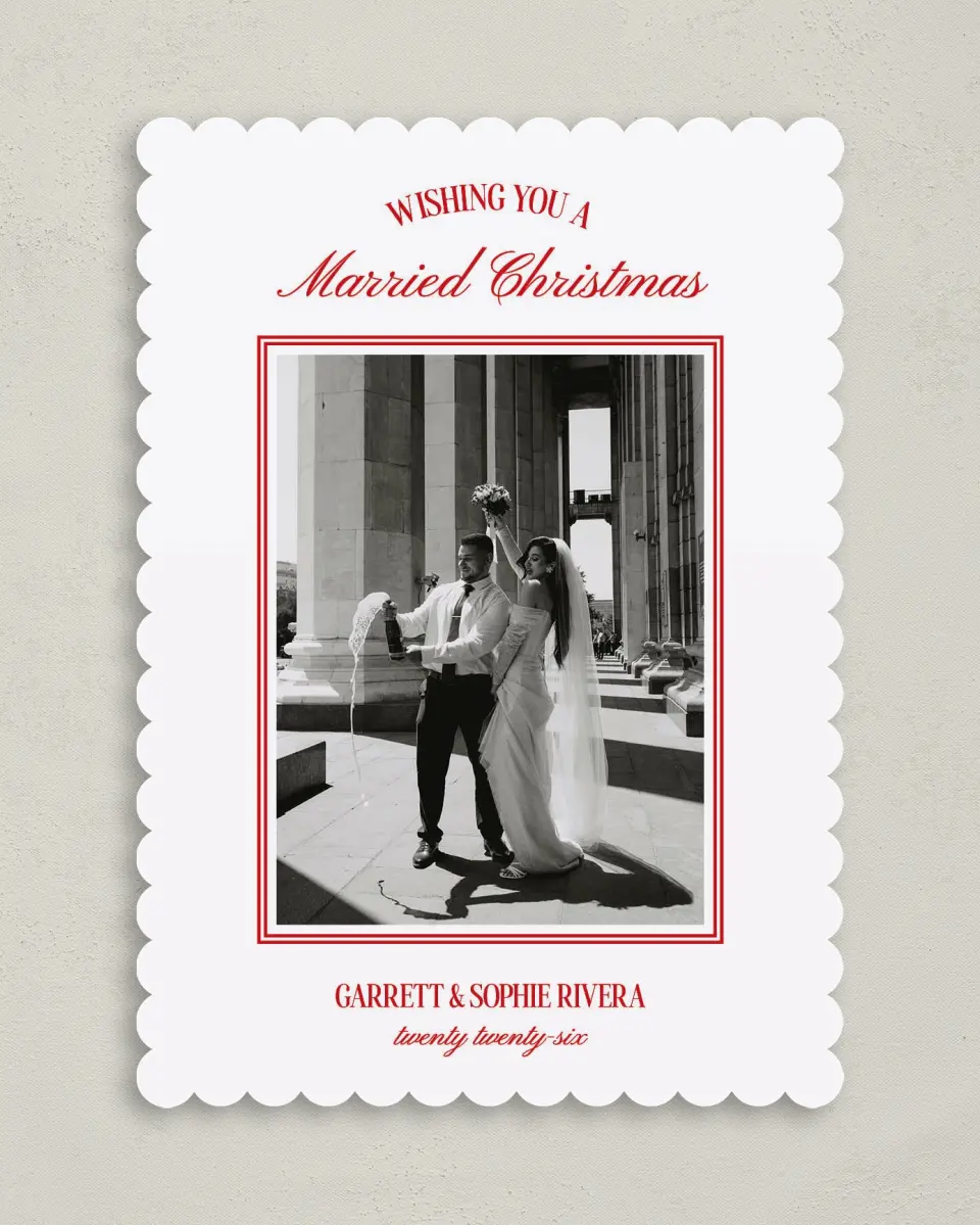 This is a 5" x 7" Christmas Card called Regal Cheer printed in full color on Premium Smooth paper on Premium Smooth paper on Premium Smooth paper