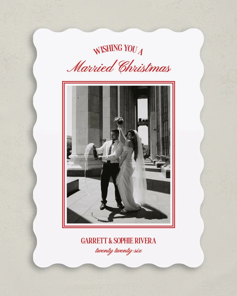 This is a 5" x 7" Christmas Card called Regal Cheer printed in full color on Premium Smooth paper