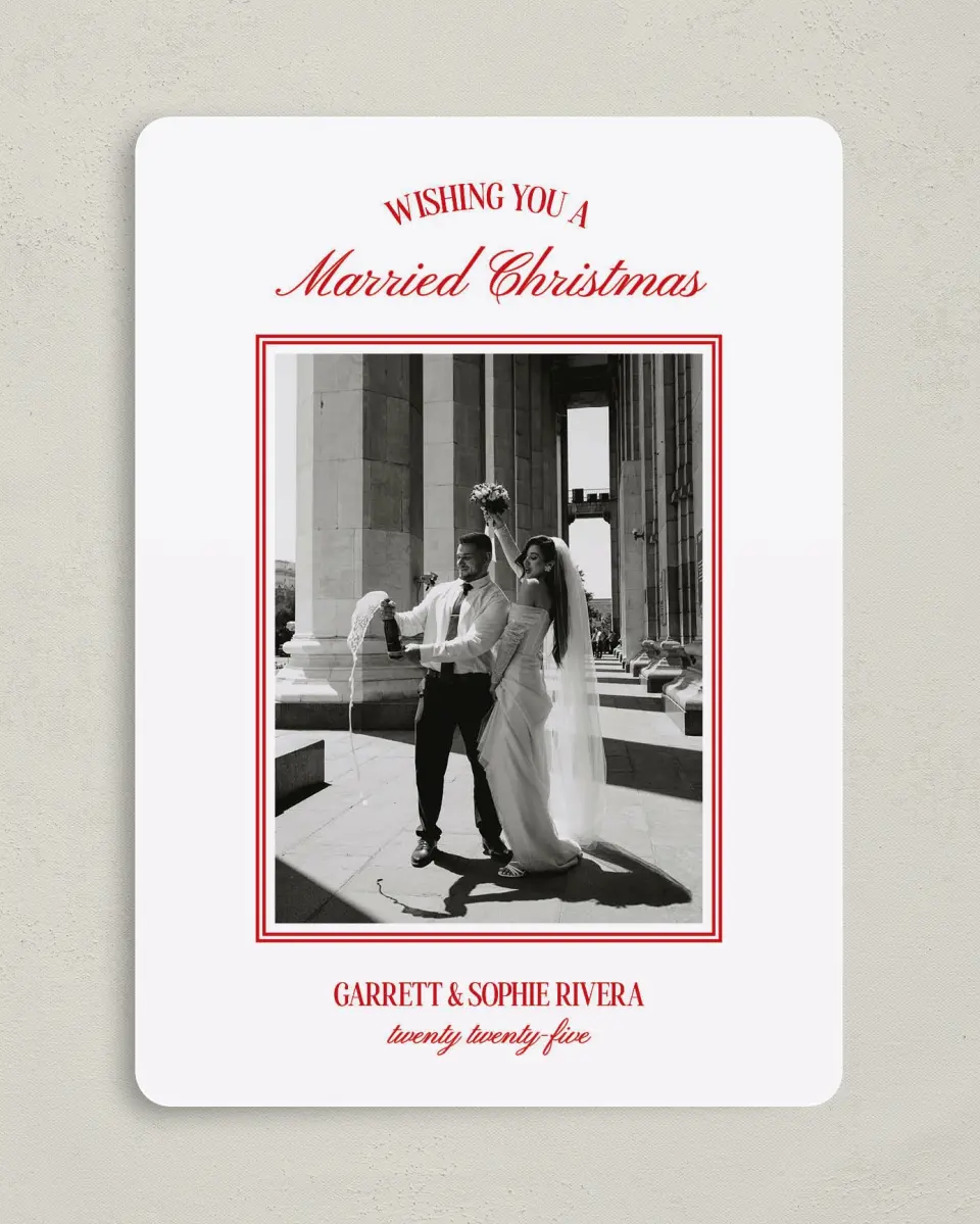 This is a 5" x 7" Christmas Card called Regal Cheer printed in full color on Premium Smooth paper