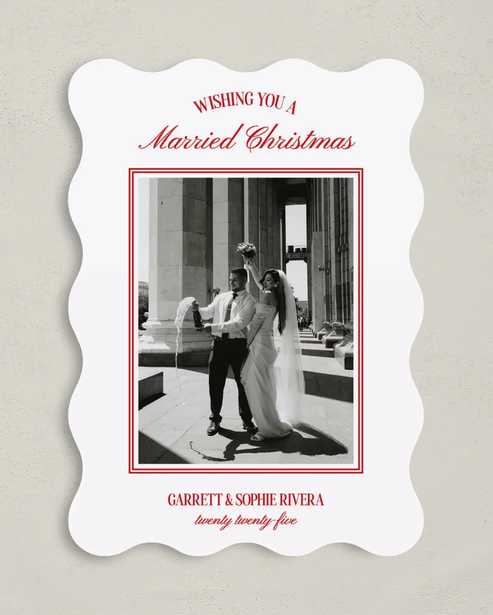 This is a 5" x 7" Christmas Card called Regal Cheer printed in full color on Premium Smooth paper