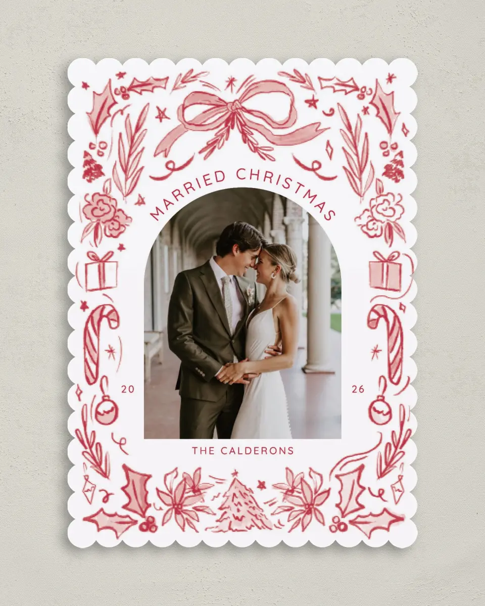 This is a 5" x 7" Christmas Card called Sweetly Sketched printed in full color on Premium Smooth paper on Premium Smooth paper on Premium Smooth paper