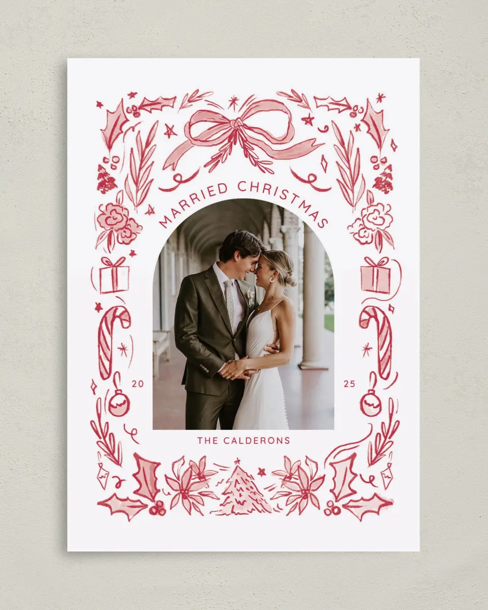 This is a 5" x 7" Christmas Card called Sweetly Sketched printed in full color on Premium Smooth paper