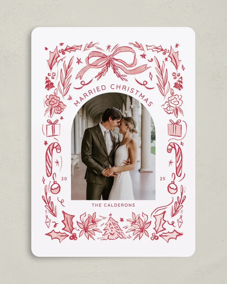 This is a 5" x 7" Christmas Card called Sweetly Sketched printed in full color on Premium Smooth paper