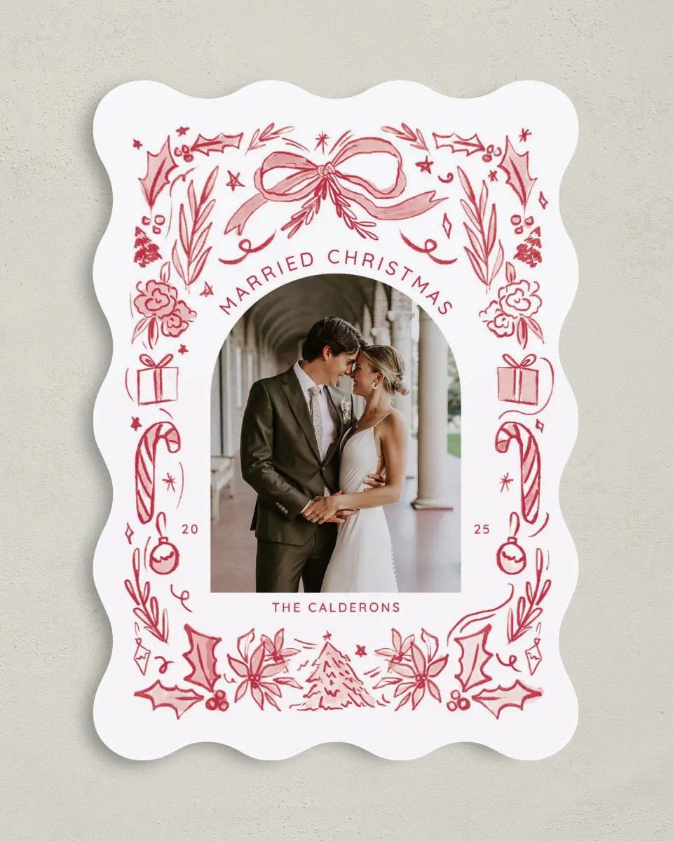 This is a 5" x 7" Christmas Card called Sweetly Sketched printed in full color on Premium Smooth paper