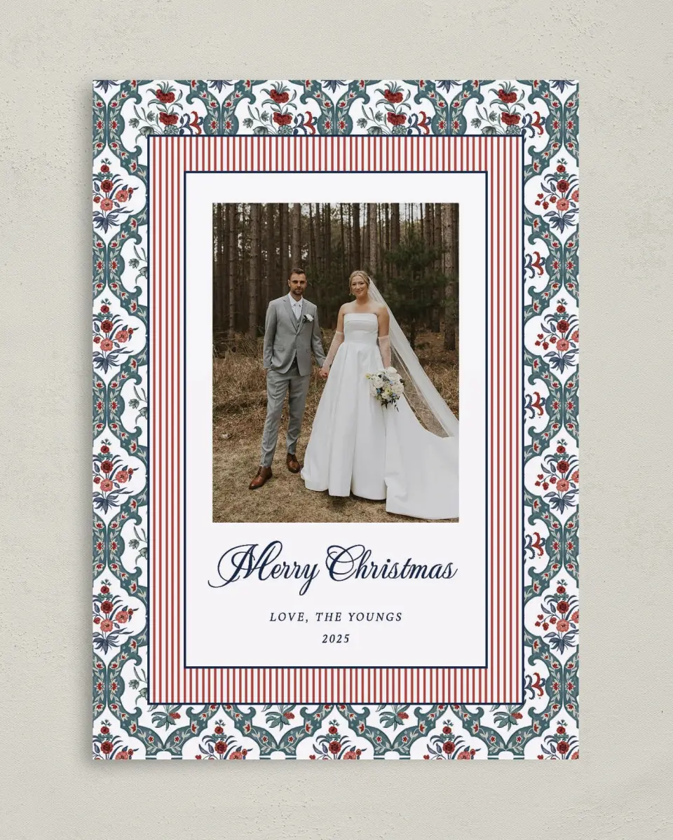 This is a 5" x 7" Christmas Card called Winter Romance printed in full color on Premium Smooth paper