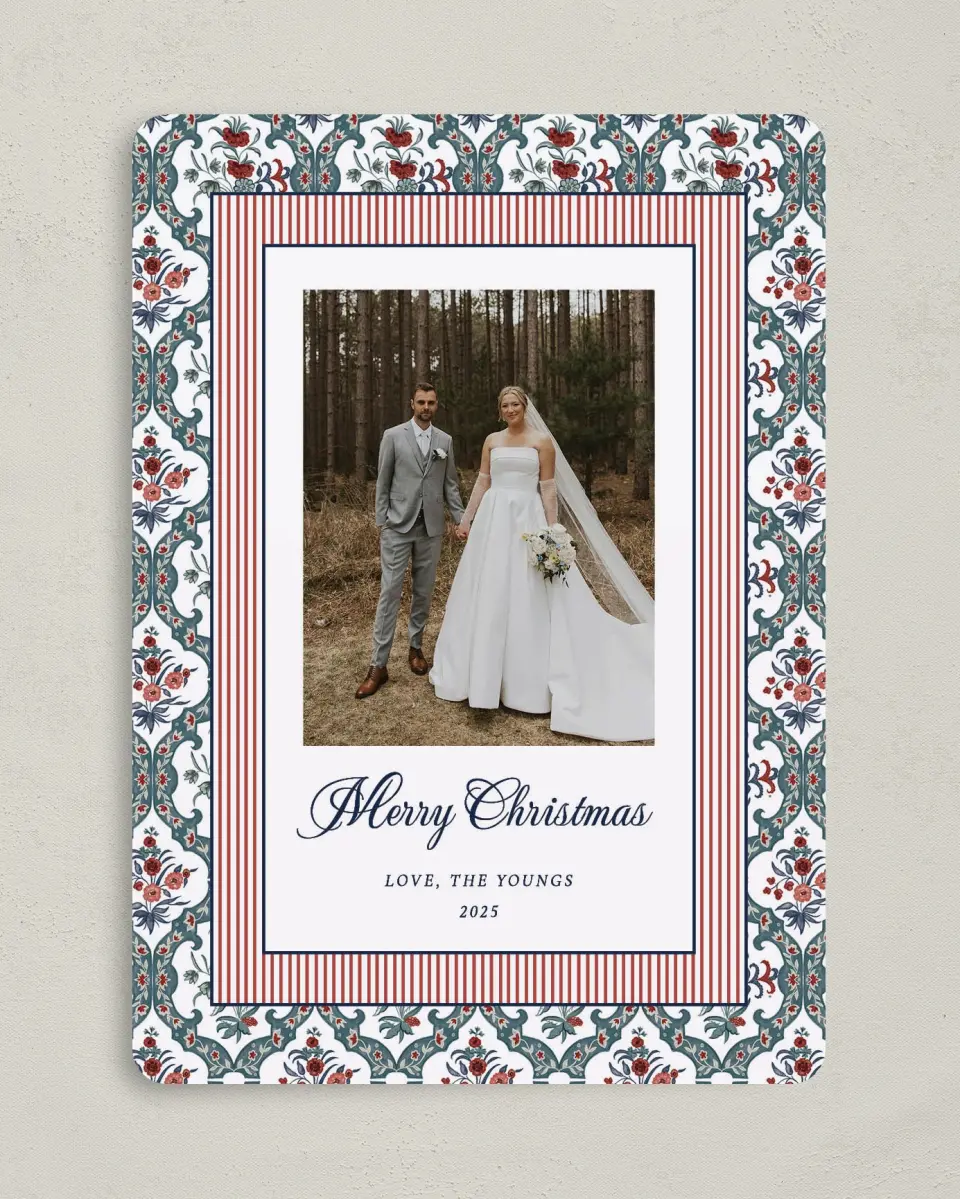 This is a 5" x 7" Christmas Card called Winter Romance printed in full color on Premium Smooth paper
