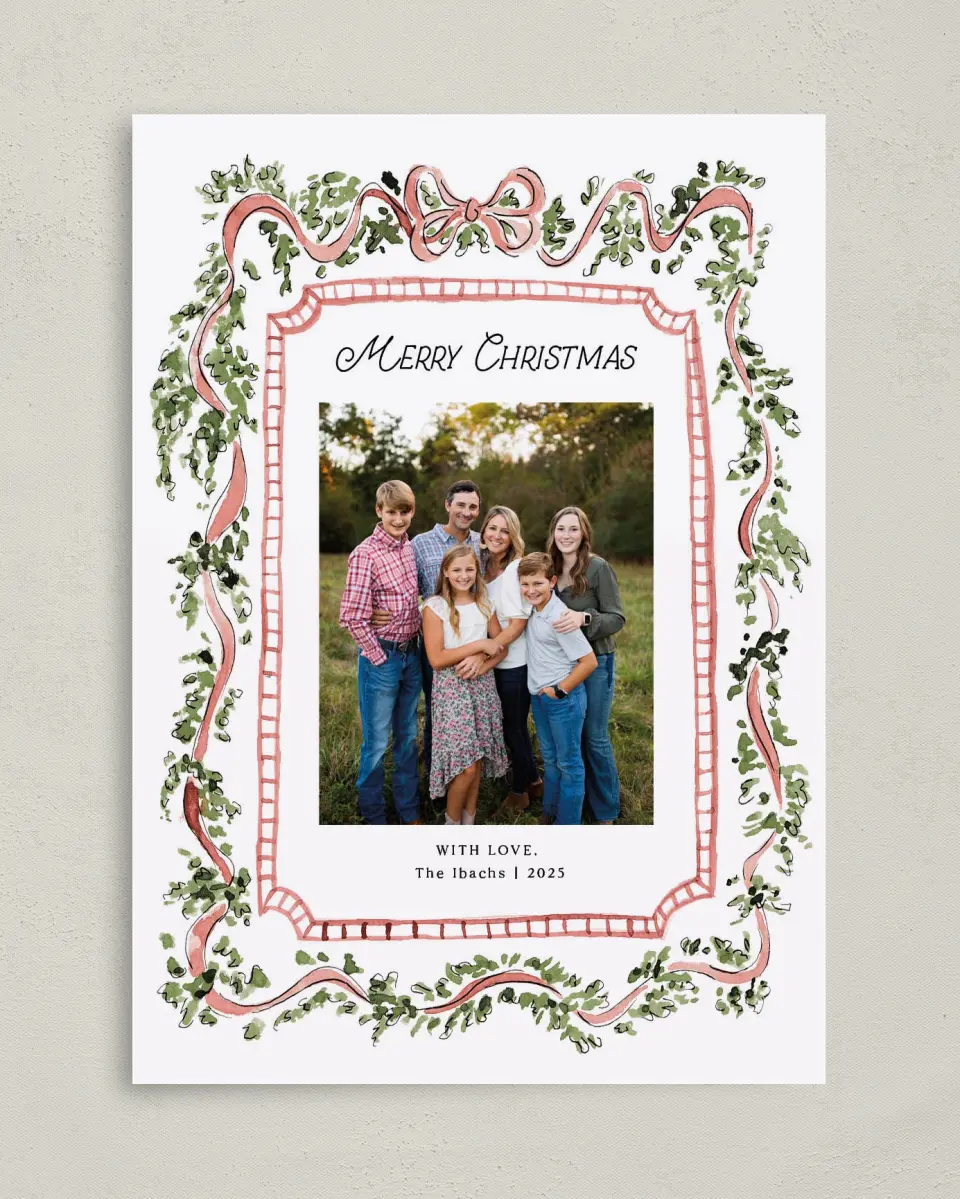 This is a 5" x 7" Christmas Card called Merry & Matched printed in full color on Premium Smooth paper