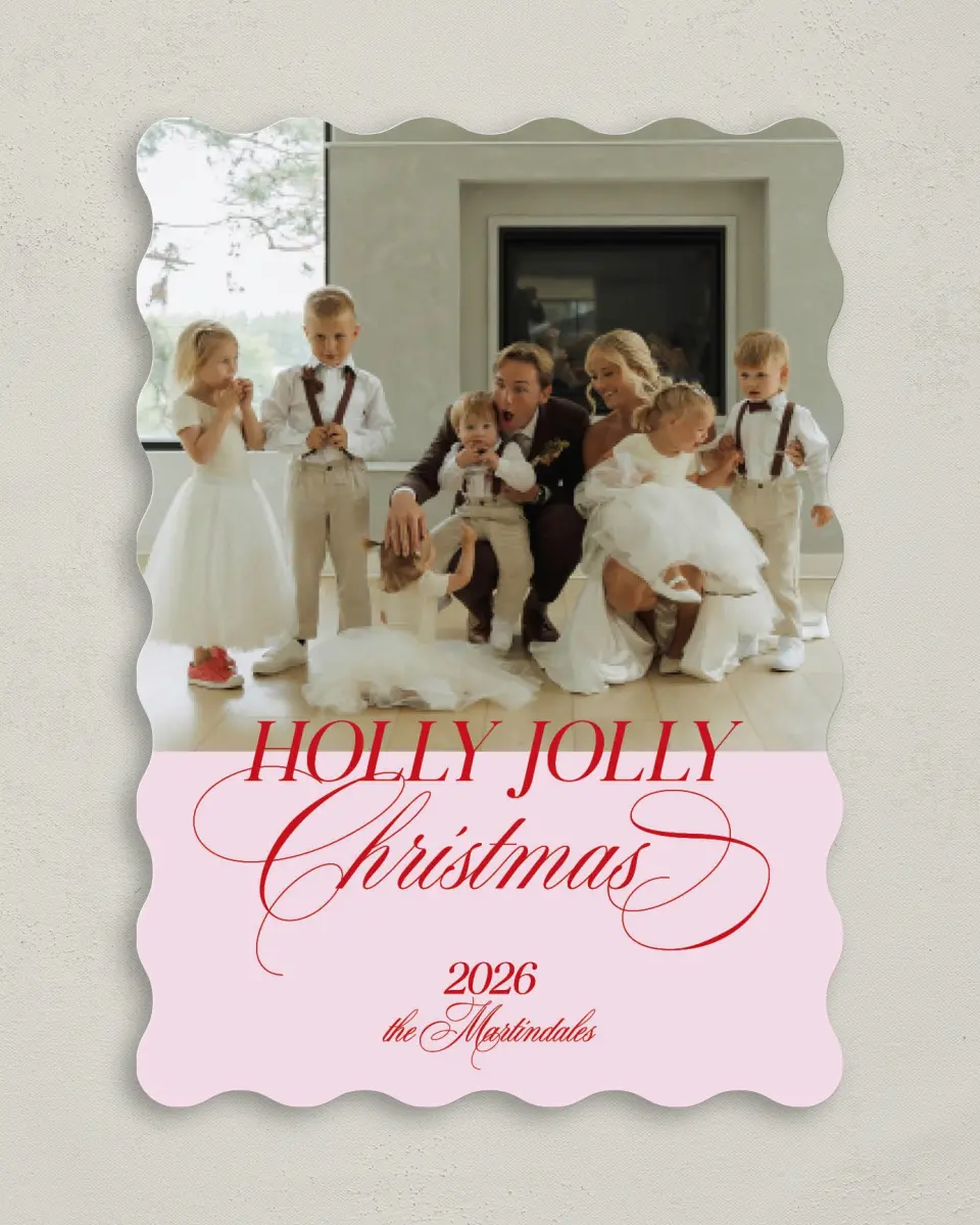 This is a 5" x 7" Christmas Card called Holly Jolly printed in full color on Premium Smooth paper