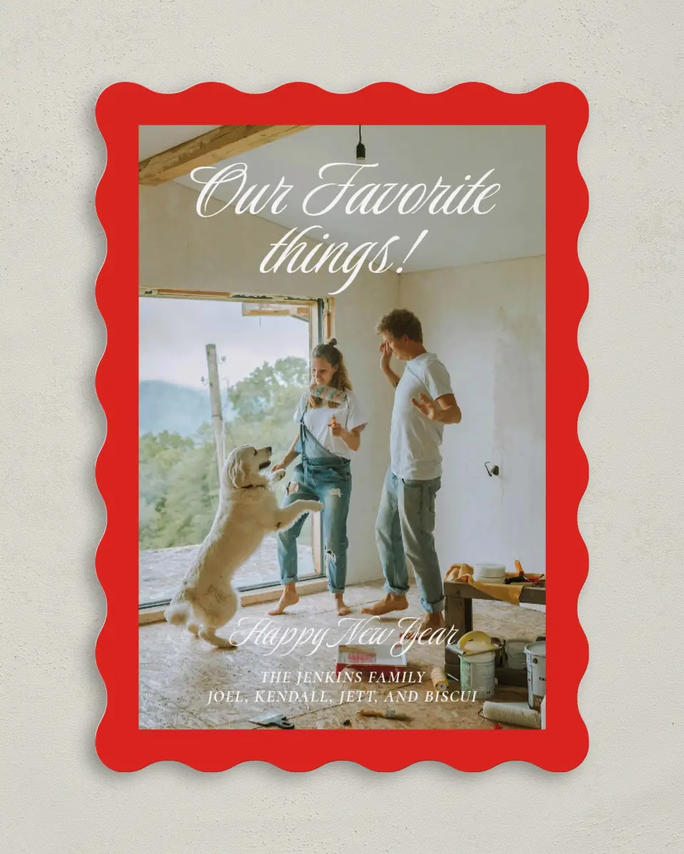 This is a 5" x 7" Christmas Card called Our Favorite Things printed in full color on Premium Smooth paper
