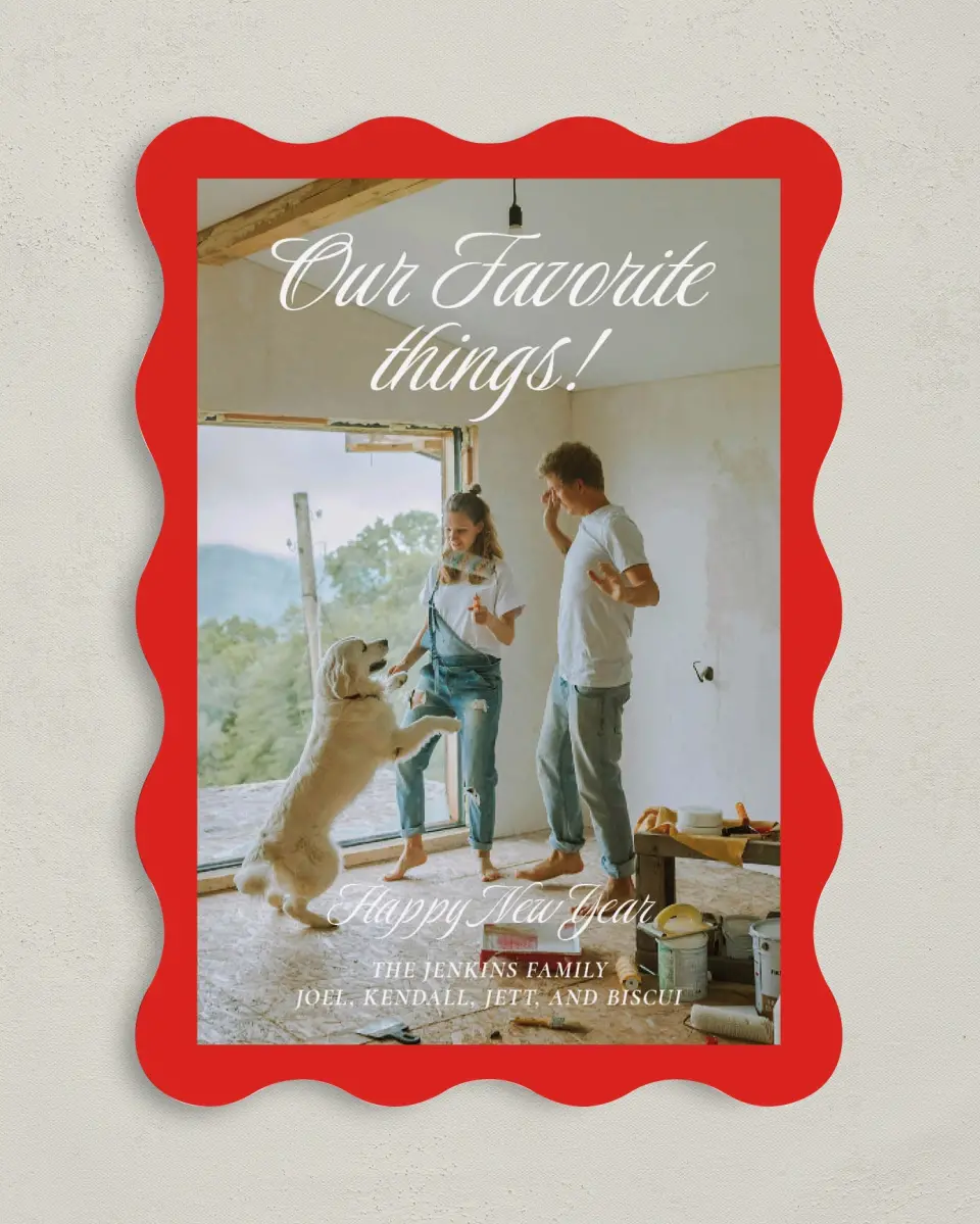This is a 5" x 7" Christmas Card called Our Favorite Things printed in full color on Premium Smooth paper