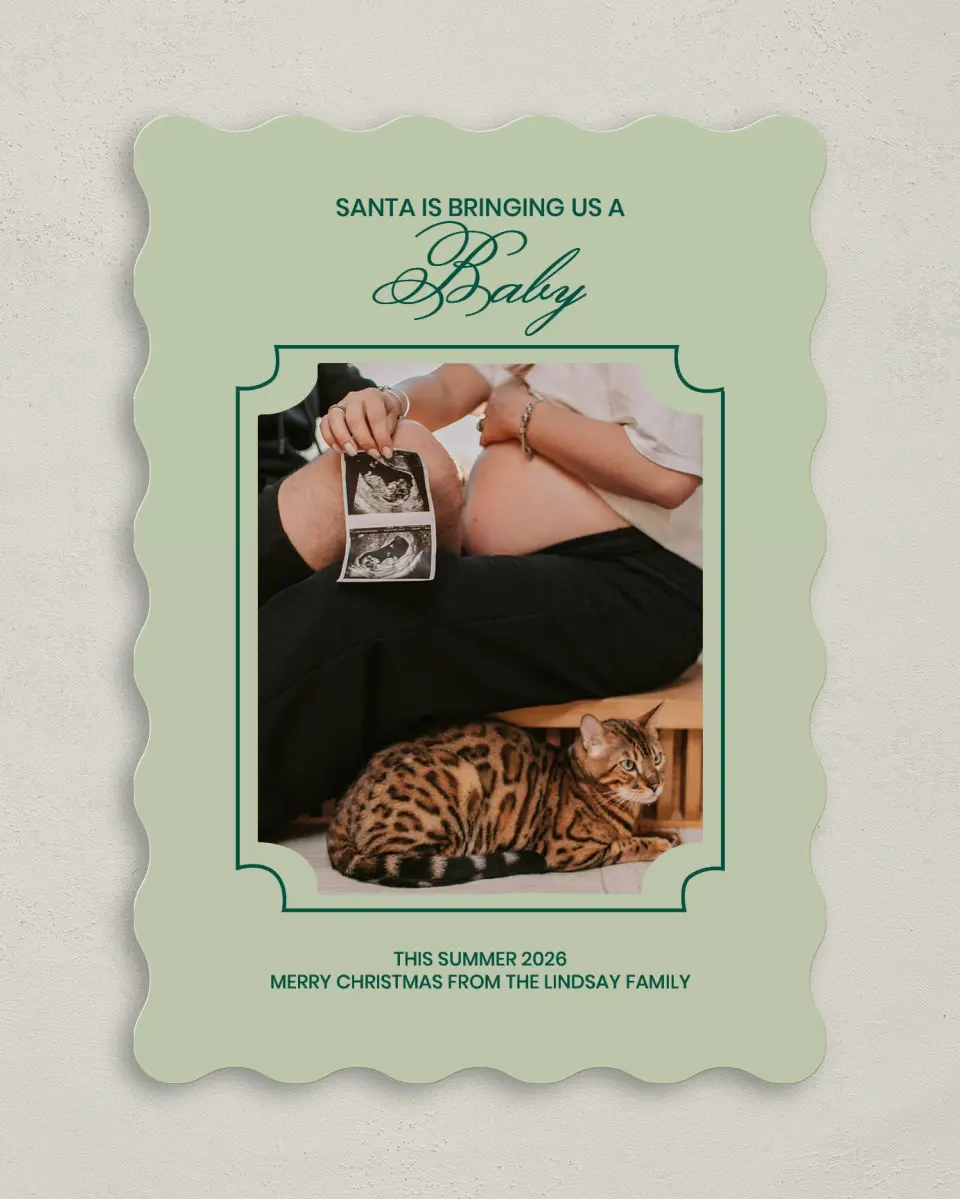 This is a 5" x 7" Christmas Card called Snuggles & Snowflakes printed in full color on Premium Smooth paper